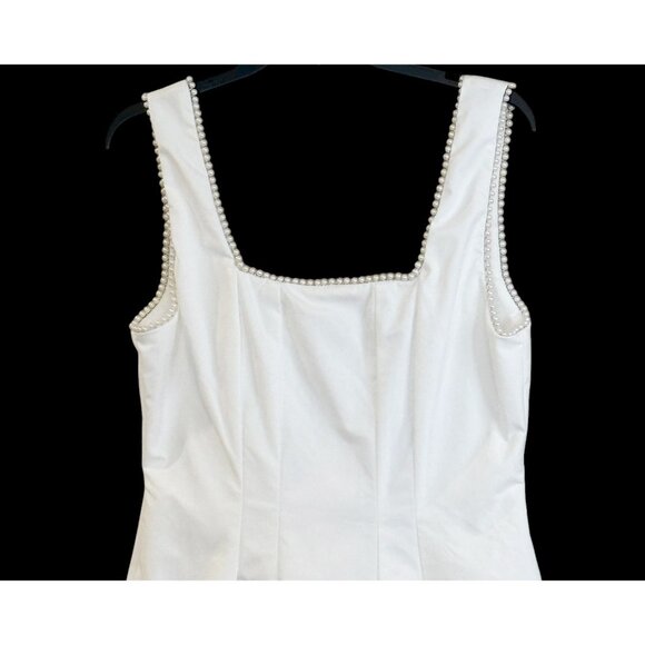 Lulu's Women's Pure Hearted Pearl Square Neck Dress White Size L NWT - Picture 4 of 8